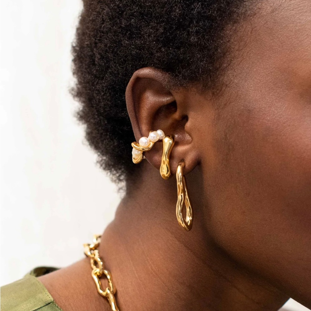 Missoma 18kt gold Molten Cuff Stud Earrings